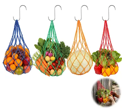 4er-Set Hühnerfutter-Netze mit S-Haken, Nylon, 60 cm, bis 10 kg