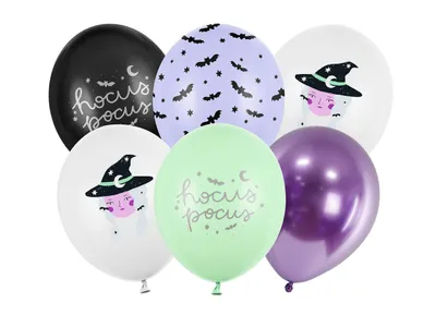 Image de Ballons Hocus Pocus sorcières 30cm 6pcs mélange de couleurs