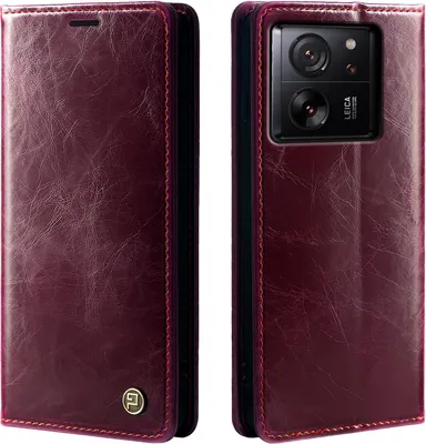 Produktbild von Handyhülle für Xiaomi 13T / 13T Pro Kunstleder Flip Cover Hülle RFID Schutz Case Kartenfach Farbe: Weinrot