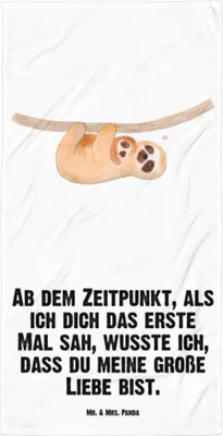 Produktbild von Mr. & Mrs. Panda Handtuch Faultier Kind - Weiß - Geschenk, Saunatuch XL, Kinder, Mutter, Strandtuch, Duschtuch, Design, Geburt, Baby, Duschhandtuch, Liebe