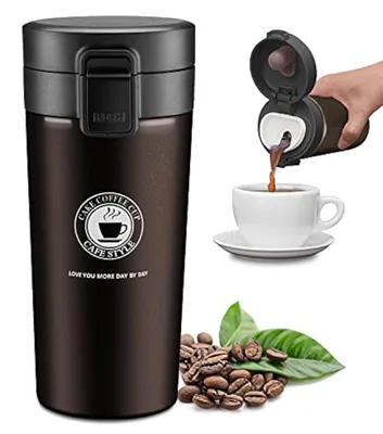 Isolierbecher 380 ml, Edelstahl, auslaufsicher, BPA-frei, braun