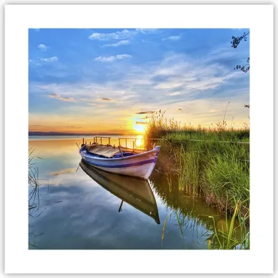 Produktbild von Poster - Poster ohne Rahmen - See Boot Wasser - 40x40 cm - Wand Bild - Wanddeko - Wandbilder - Kunstposter - Wandposter - Bilder - Kunstdruck - Wanddekoration - Wandbild - P2XAC40x40-3950