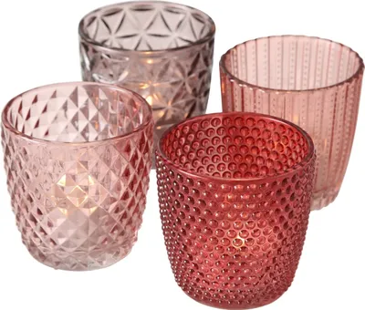 Produktbild von Boltze Windlicht Set Marilu 4-tlg lila - rosa Deko-Gl?ser Kerzenst?nder ö 8 cm