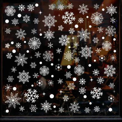 Productafbeelding van Kerstdecoraties voor ramen, sneeuwvlokken, 8 vellen, PVC, zelfklevend, herbruikbaar, 30x22 cm