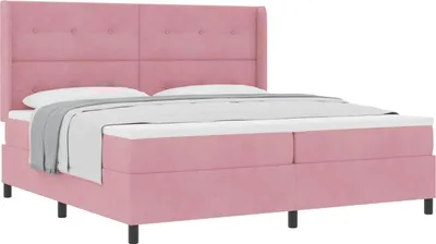 Obrázek produktu pro Postel s boxspringem s čelo Růžová 200 x 200 cm samet