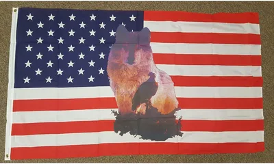 USA Wolf Eagle Flagge, 150x90 cm, Polyester, mit Ösen
