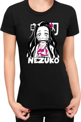 Produktbild von Damen T-Shirt Demon Anime Slayer Kimetsu No Yaiba Nezuko Kamado 008, Lady M / Schwarz