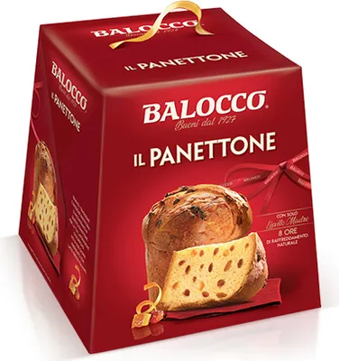 Produktbild von Balocco Il Panettone Weihnachts kuchen mit Rosinen und kandierten Früchten 750g Natürlich gesäuertes gebackenes Süßwarenprodukt