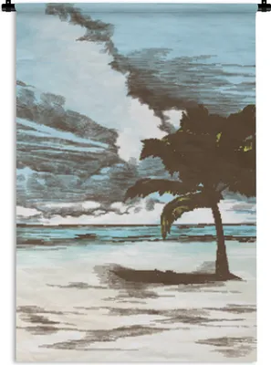 Produktbild von MuchoWow® Wandteppich Wandbehang Palme - Strand - Meer 90x135 cm Tapisserie Dekoration Wandtuch - Baumwolle - Wandskulptur