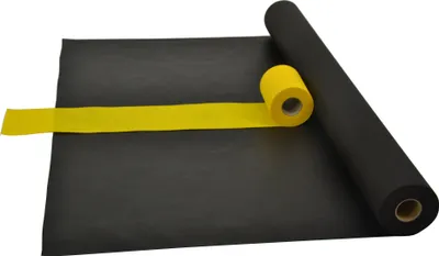 Produktbild von Sensalux Kombi-Set 1 Tischdeckenrolle 1,18m x 25m schwarz + Tischläufer 15cm gelb