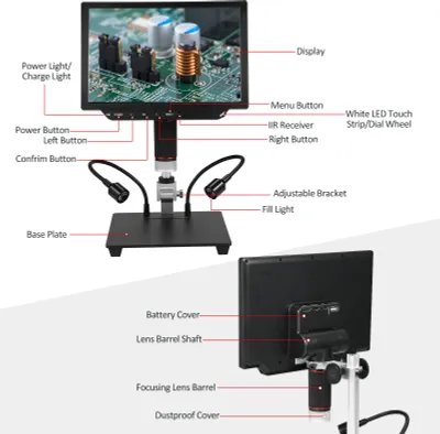 Produktbild von 10.1-palcový video mikroskop Veľký antireflexný IPS displej Mincový mikroskop s 13MP kamerou 1x-8X 4K HD video/foto USB mikroskop pre Android/iOS pre