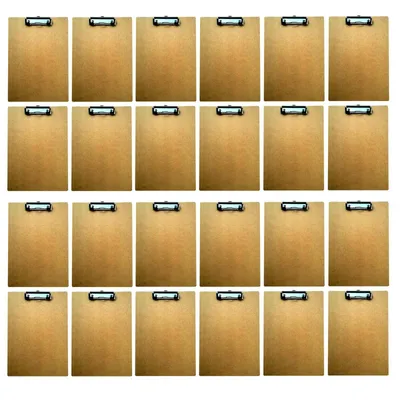 Produktbild von 24er Set Klemmbrett Din A4 Holz mit Klemme aus Metall Schreibunterlage Clipboard Schreibbrett Schreibplatte Klemmmappe Schreibmappe