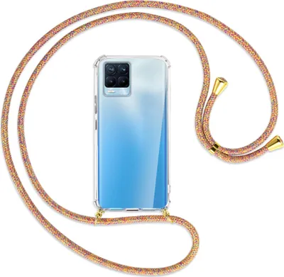 Produktbild von Handykette Backcover-Schutzhülle mit Band (Metall goldfarben) für Realme 8, Realme 8 Pro (6.4) - Rainbow