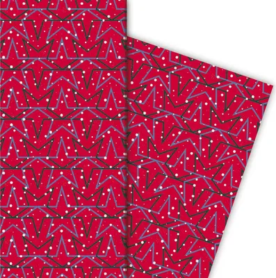 Produktbild von Winter Geschenkpapier mit Sternen im Schnee, rot - G4795, 32 x 48cm
