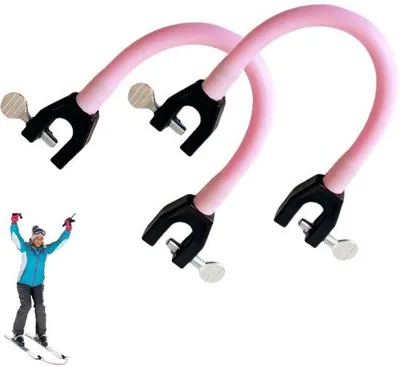 Image de Deux pièces - Raccord pour embouts de sports d'hiver - Clip pour embouts de snowboard - Accessoire d'entraînement pour skieurs - Accessoire d'entraînement simple - Pour débutants et entraînement au ski - Rose - 22 cm