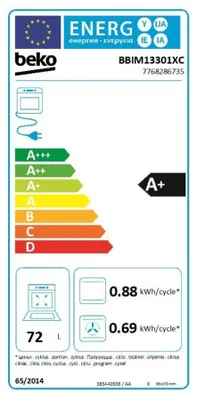 Produktbild von Beko BBIM13301XC, Medium, Elektrischer Ofen, 72 l, 3300 W, 72 l, Integriert