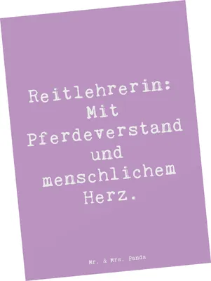 Produktbild von Mr. & Mrs. Panda Postkarte Spruch Reitlehrerin Herz - Lavendeltraum - Geschenk, einzelkarte, menschlichem, Motivkarte, Geschenke für Berufstätige, mit, Postkarten, Beruf