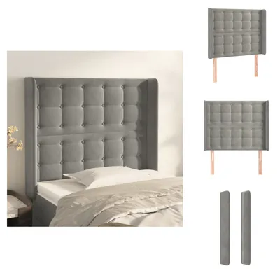 Produktbild von vidaXL Kopfteil mit Ohren Hellgrau 83x16x118/128 cm Samt -  Kopf- & Fußenden