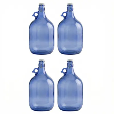Produktbild von lilawelt24 4x Gärballon 5L Blaues Glas, Bügelverschluss & Henkel, EU-Qualität aus Italien