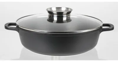 Image de BURI Poêle à servir en fonte d'aluminium 28 cm 3,5 L Casserole braiser induction cuisine four Nouveau