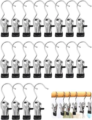 Produktbild von Azomor®️ Set von 20 multifunktionalen Edelstahl-Kleiderbügeln mit rutschfesten Clips