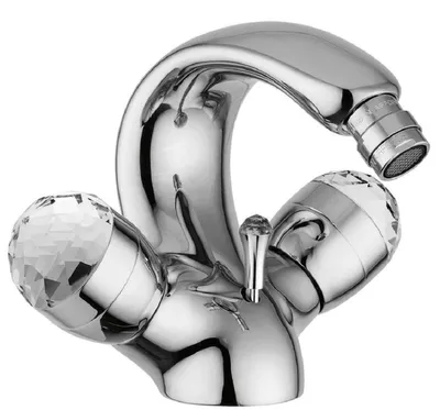 Image de Casa Padrino Robinet Art Nouveau de luxe avec cristal Swarovski argent H. 15,5 cm - Robinet de lavabo rétro - robinet monotrou - Qualité supérieure - Italy