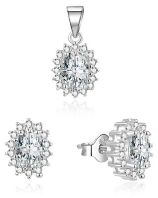 Produktbild von Silver jewelry set with zircons AGSET159 (pendant, earrings)