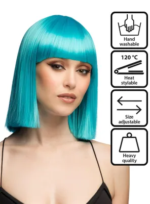 Obrázok produktu pre Luxusná bobová parochňa v tyrkysovo-modrej farbe pre ženy – vhodná na styling – univerzálna veľkosť