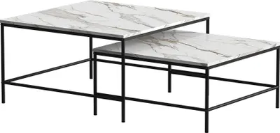 Produktbild von Couchtisch-Set Vicco Ramio Weiß/Schwarz 80 x 80 cm 2 Teile, Model 56192