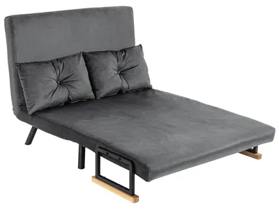 Produktbild von HOMCOM Schlafsofa, Zweisitzer mit Bettfunktion, Schlafcouch mit Samtoptik Grau