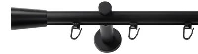 Produktbild von SN Deco Gardinenstange Innenlauf Nizza, 19 mm, 1-läufig, Stahl, Komplett-Set mit Ringen, Profilträger, 180 cm, schwarz