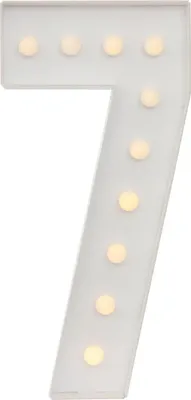 Obrázek produktu pro LED svítidlo ve tvaru čísla – číslo 7 – výška 100 cm – teplé bílé světlo – 10 LED diod – svatby a oslavy – bílé
