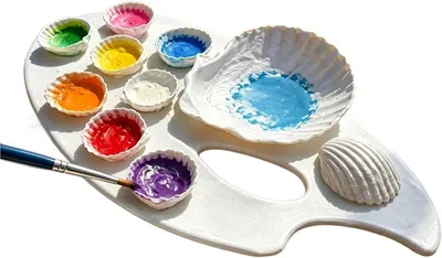 Productafbeelding van Schilderspalet Schelp - Mengbakje Waterverf - Verf Mengen - 3D-Geprint Ontwerp - 31L x 16W cm - Niet gespecificeerd