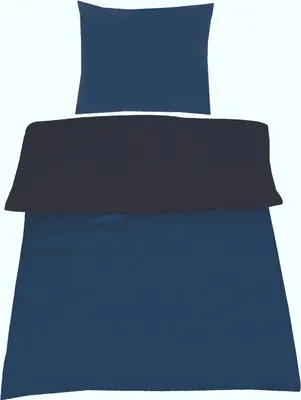 Produktbild von Bettwäsche Microfaser Bettbezug Uni Wende mit Reißverschluss Dunkelblau/Schwarz, 2 teilig Zubehör 2x ca. 40x80 cm