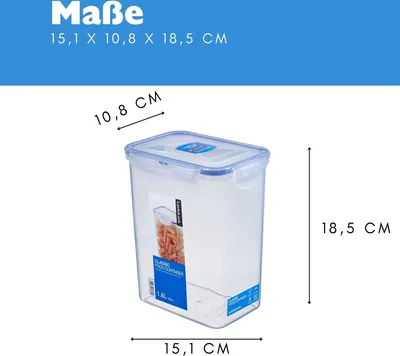 Produktbild von Lock & Lock HPL813, Box, Rechteckig, 1,8 l, Blau, Transparent, Polypropylen (PP), 151 mm
