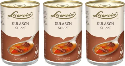 Image de Soupe de goulasch Lacroix bœuf tendre épicé 400ml paquet de 3