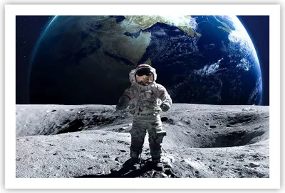 Produktbild von Poster - Poster ohne Rahmen - Astronaut Mond Erde Raum - 91,5x61 cm - Wand Bild - Wanddeko - Wandbilder - Kunstposter - Wandposter - Bilder - Kunstdruck - Wanddekoration - Wandbild - P2XAA91x61-2864