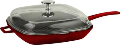 Produktbild von LAVA Metall-Grillpfanne 28 x 28 cm mit Deckel Gusseisen Rot LVPGT2828K3R