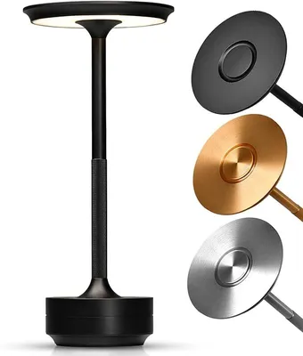 Produktbild von Kabellose Dimmbare LED Akku Tischleuchte Touch Tischlampe Lampe Wohnzimmer Nachttischlampen Dreifarbiges Licht Schwarz