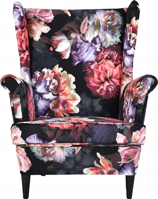 Produktbild von Family Meble Ohrensessel Print Relaxsessel Skandinavisch Bequemer Sessel Loungesessel Fernsehsessel Für Wohnzimmer Schlafzimmer Büro (FLOWER 3)