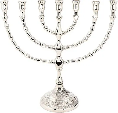 Produktbild von NKlaus Menorah Leuchter 7armig 20cm Messing Kerzen Bis Ø 1,5cm Kerzenständer