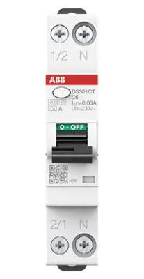 Obrázok produktu pre ABB DS301CA-C16/0,03 FI/LS-Schalter 6kA 1P+N Typ A C16 30mA (2CSR255163R1164)