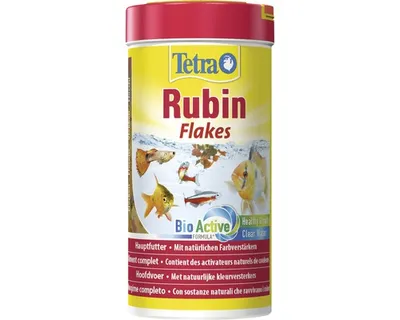 Produktbild von Tetra Rubin Fischfutter für Zierfische, Flockenfutter mit BioActive und Prebiotika, 250 ml 52 g, für rote, orange und gelbe Fische