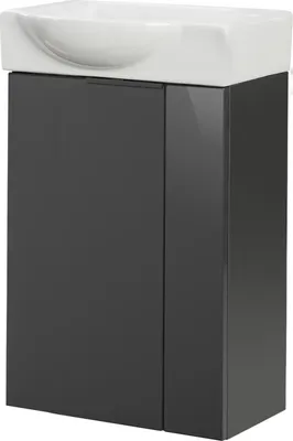 Produktbild von Fackelmann SBC LUNA Gäste WC Set 2-teilig 45 cm, Anthrazit, links, Keramik Hahnloch rechts