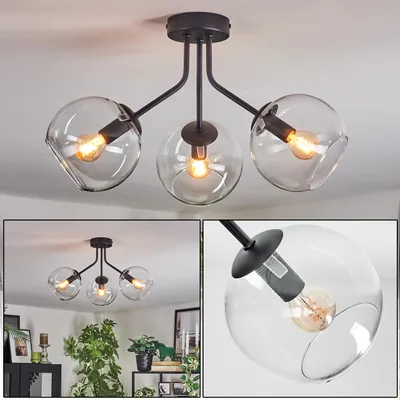 Produktbild von Cesaro Deckenlampe aus Metall/Glas in Schwarz/Klar