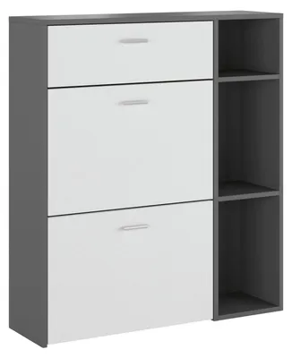Produktbild von Samassi - Schuhschrank, 90x26x102h cm Anthrazit, eine Schublade