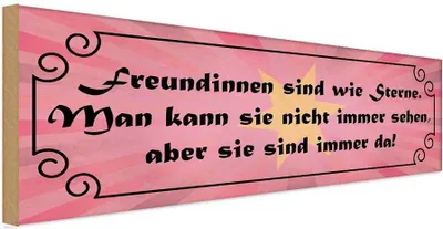 Produktbild von vianmo Holzschild 10x27 cm Freundinnen wie Sterne immer da Spruch Zitat