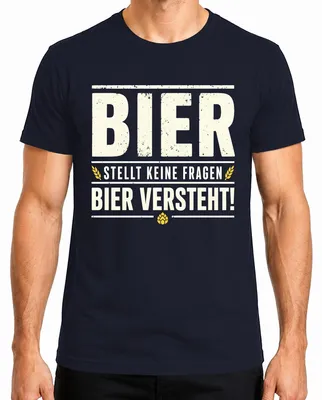 Obrázek produktu pro Tričko "Bier neklade otázky, pivo je zábava", dárek, alkohol, pánské, tmavě modré, velikost S