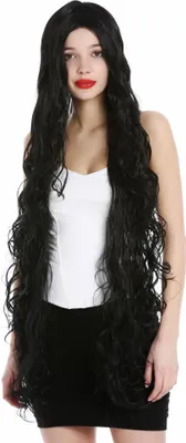 Produktbild von WIG ME UP Perücke extrem lang wellig Mittelscheitel Rapunzel Schwarz VK-40-1B