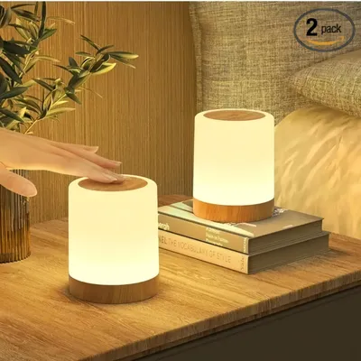 Produktbild von LED Nachttischlampe,2er Set,Touch dynamisch Dimmbar,7 Farbwechsel 3 Modi USB Aufladbar,Nachtlicht,Camping tischlampe,Baby-Timer-Tischlampe Geschenk